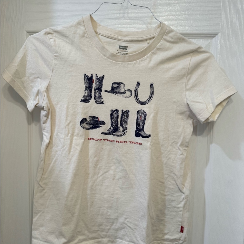 Levi's Cream Short Sleeve Tee with Western Print